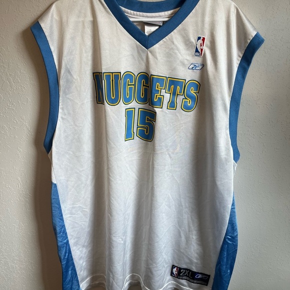 Men’s Reebok White And Blue Carmelo Anthony #15 Denver Nuggets Jersey Size 2XL - Picture 1 of 7